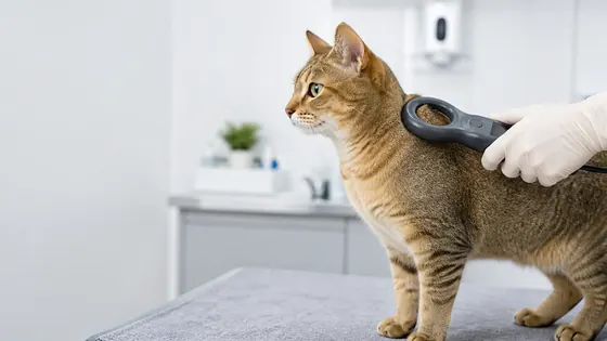 Scan microchip kucing pedigree di klinik hewan