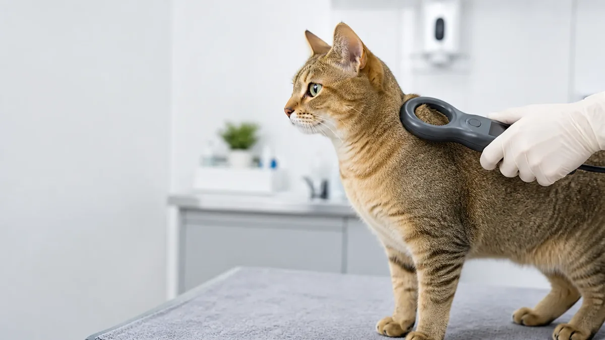 Scan microchip kucing pedigree di klinik hewan